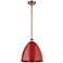 Plymouth Dome 12" Wide Copper Stem Hung Pendant w/ Red Shade