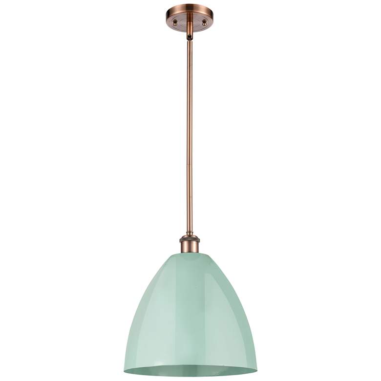 Image 1 Plymouth Dome 12" Wide Copper Stem Hung Pendant w/ Seafoam Shade