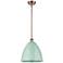 Plymouth Dome 12" Wide Copper Stem Hung Pendant w/ Seafoam Shade