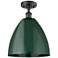 Plymouth Dome 12" Wide Matte Black Semi Flush Mount w/ Green Shade