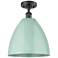 Plymouth Dome 12" Wide Matte Black Semi Flush Mount w/ Seafoam Shade
