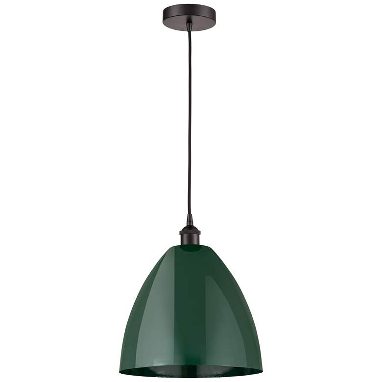 Image 1 Plymouth Dome 12" Wide Oil Rubbed Bronze Corded Mini Pendant w/ Green