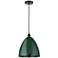 Plymouth Dome 12" Wide Oil Rubbed Bronze Corded Mini Pendant w/ Green