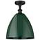Plymouth Dome 12" Wide Oil Rubbed Bronze Semi Flush Mount w/ Green Sha