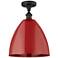 Plymouth Dome 12" Wide Oil Rubbed Bronze Semi Flush Mount w/ Red Shade