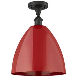 Plymouth Dome 12" Wide Oil Rubbed Bronze Semi Flush Mount w/ Red Shade