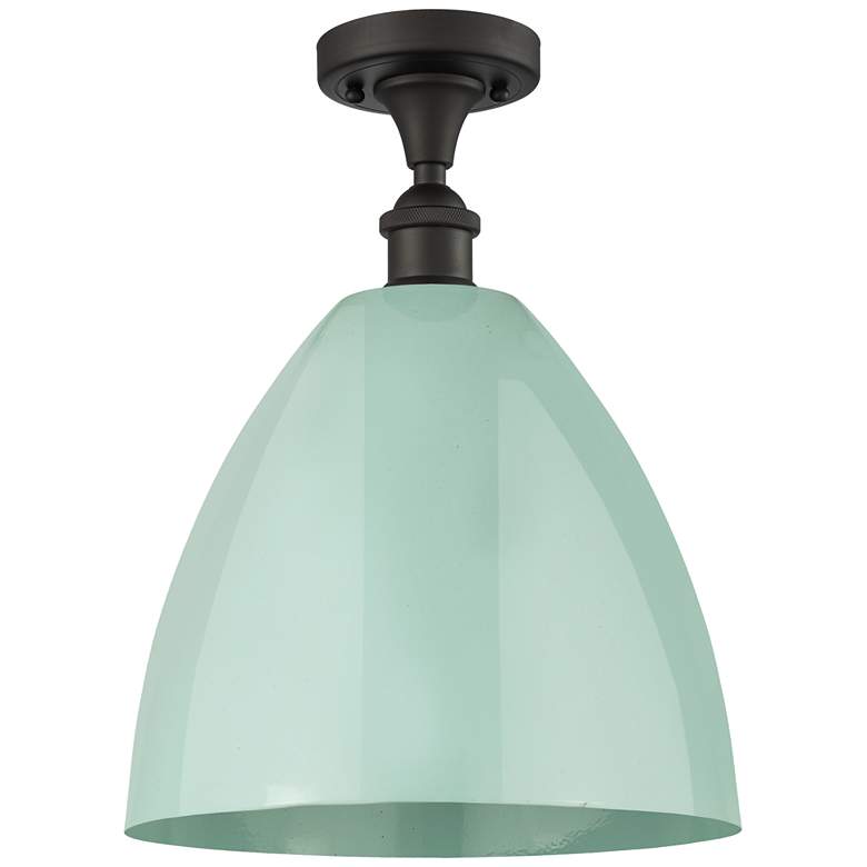 Image 1 Plymouth Dome 12" Wide Oil Rubbed Bronze Semi Flush Mount w/ Seafoam S
