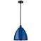 Plymouth Dome 12" Wide Oil Rubbed Bronze Stem Hung Pendant w/ Blue Sha