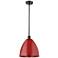Plymouth Dome 12" Wide Oil Rubbed Bronze Stem Hung Pendant w/ Red Shad