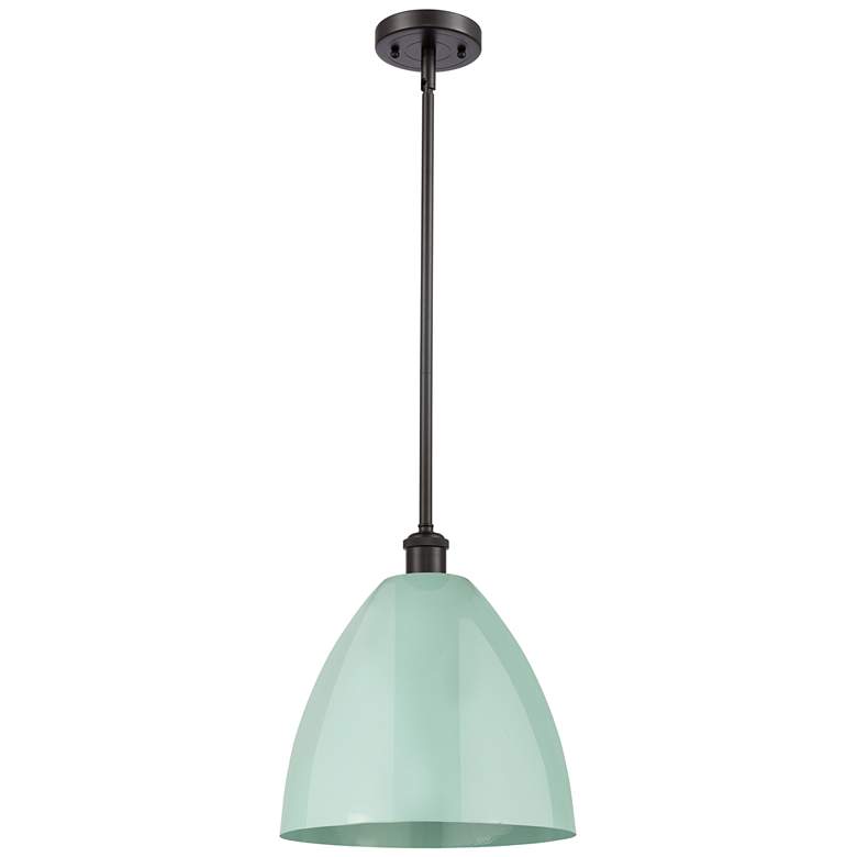 Image 1 Plymouth Dome 12" Wide Oil Rubbed Bronze Stem Hung Pendant w/ Seafoam