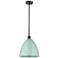 Plymouth Dome 12" Wide Oil Rubbed Bronze Stem Hung Pendant w/ Seafoam