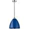 Plymouth Dome 12" Wide Polished Chrome Corded Mini Pendant w/ Blue Sha