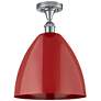 Plymouth Dome 12" Wide Polished Chrome Semi Flush Mount w/ Red Shade