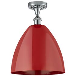Plymouth Dome 12" Wide Polished Chrome Semi Flush Mount w/ Red Shade