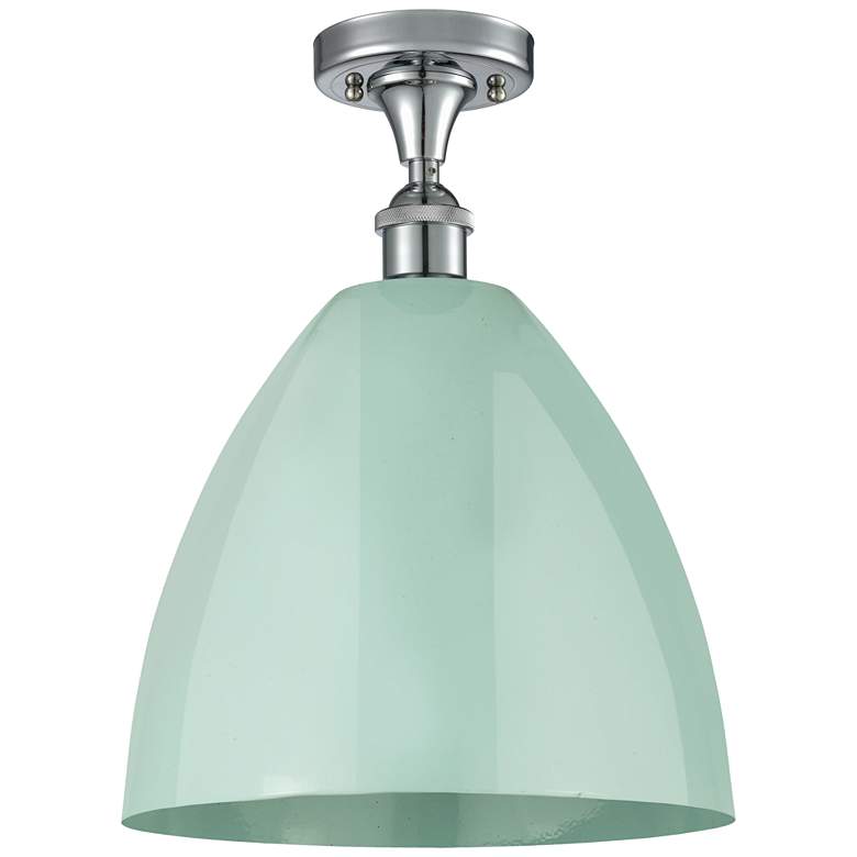 Image 1 Plymouth Dome 12" Wide Polished Chrome Semi Flush Mount w/ Seafoam Sha