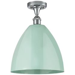 Plymouth Dome 12" Wide Polished Chrome Semi Flush Mount w/ Seafoam Sha