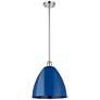 Plymouth Dome 12" Wide Polished Chrome Stem Hung Pendant w/ Blue Shade