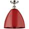 Plymouth Dome 12" Wide Polished Nickel Semi Flush Mount w/ Red Shade