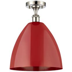 Plymouth Dome 12" Wide Polished Nickel Semi Flush Mount w/ Red Shade