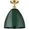 Plymouth Dome 12" Wide Satin Gold Semi Flush Mount w/ Green Shade