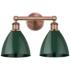 Plymouth Dome 16.5"W 2 Light Antique Copper Bath Light With Green Shad