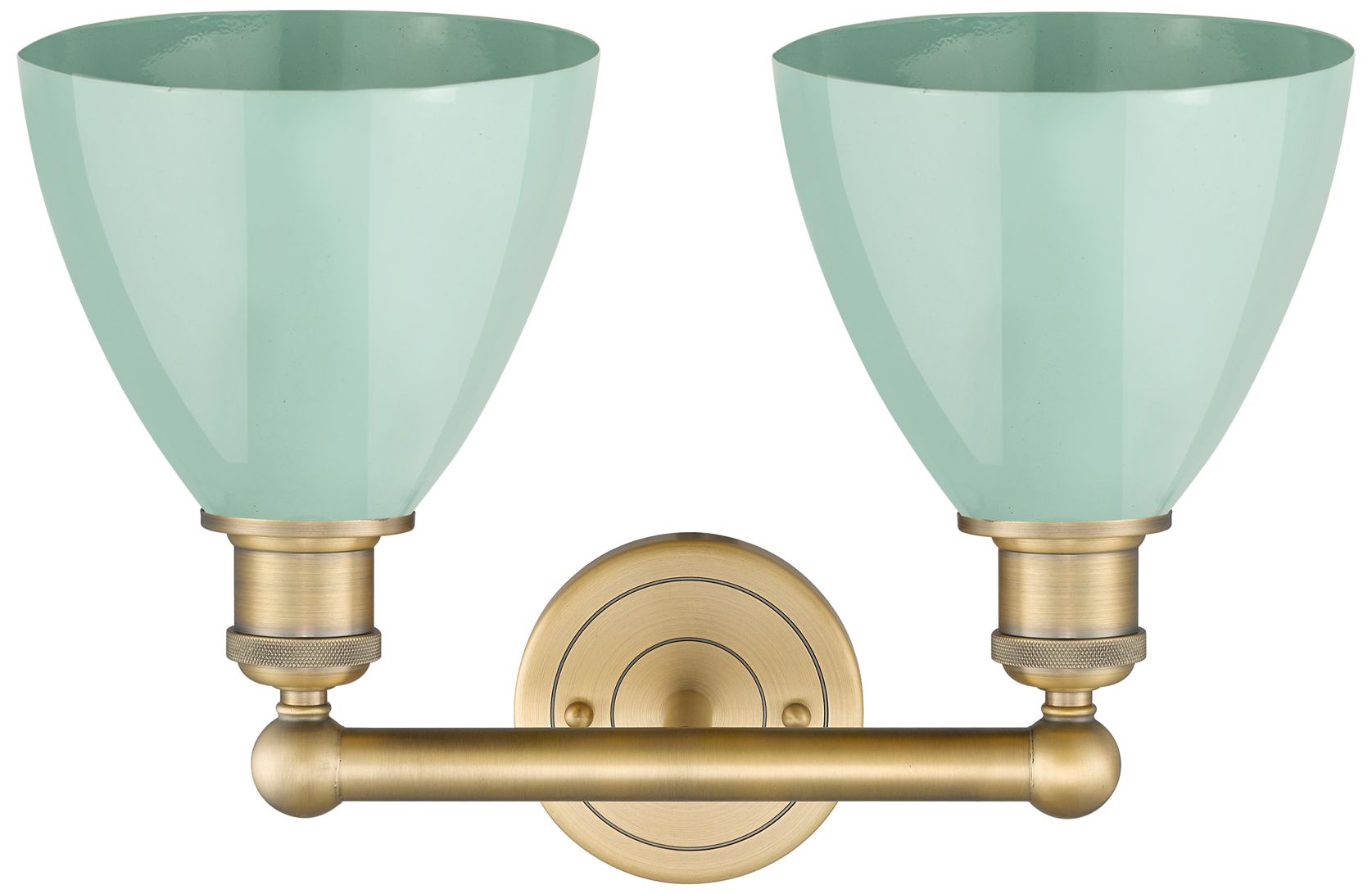 Image 2 Plymouth Dome 16.5"W 2 Light Brushed Brass Bath Light With Seafoam Sha more views