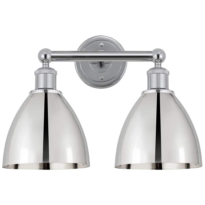 Image 1 Plymouth Dome 16.5"W 2 Light Polished Chrome Bath Light w/ Chrome Shad