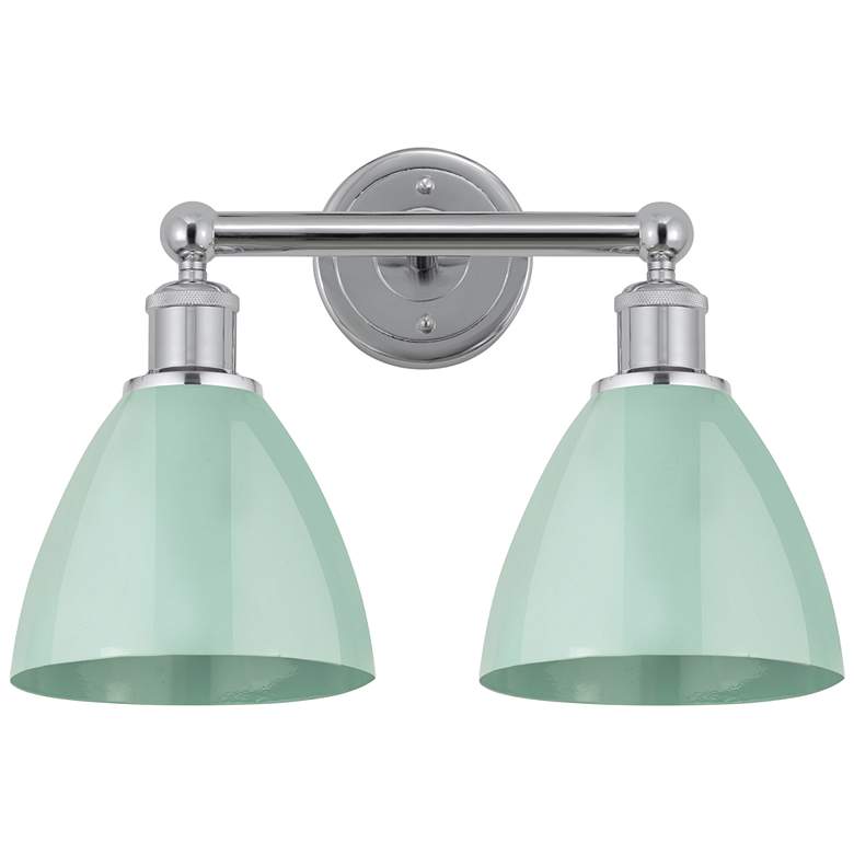 Image 1 Plymouth Dome 16.5"W 2 Light Polished Chrome Bath Light w/ Seafoam Sha