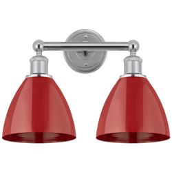 Plymouth Dome 16.5&quot;W 2 Light Polished Chrome Bath Vanity Light w/ Red