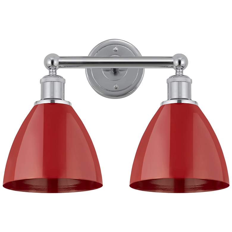 Image 1 Plymouth Dome 16.5"W 2 Light Polished Chrome Bath Vanity Light w/ Red