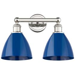 Plymouth Dome 16.5&quot;W 2 Light Polished Nickel Bath Light With Blue Shad