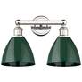 Plymouth Dome 16.5"W 2 Light Polished Nickel Bath Light With Green Sha