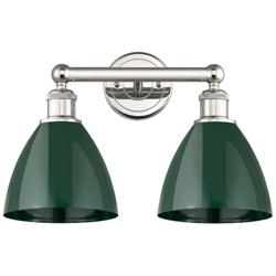 Plymouth Dome 16.5&quot;W 2 Light Polished Nickel Bath Light With Green Sha