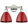 Plymouth Dome 16.5"W 2 Light Polished Nickel Bath Light With Red Shade