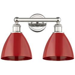 Plymouth Dome 16.5&quot;W 2 Light Polished Nickel Bath Light With Red Shade
