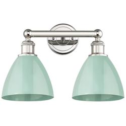 Plymouth Dome 16.5&quot;W 2 Light Polished Nickel Bath Light With Seafoam S