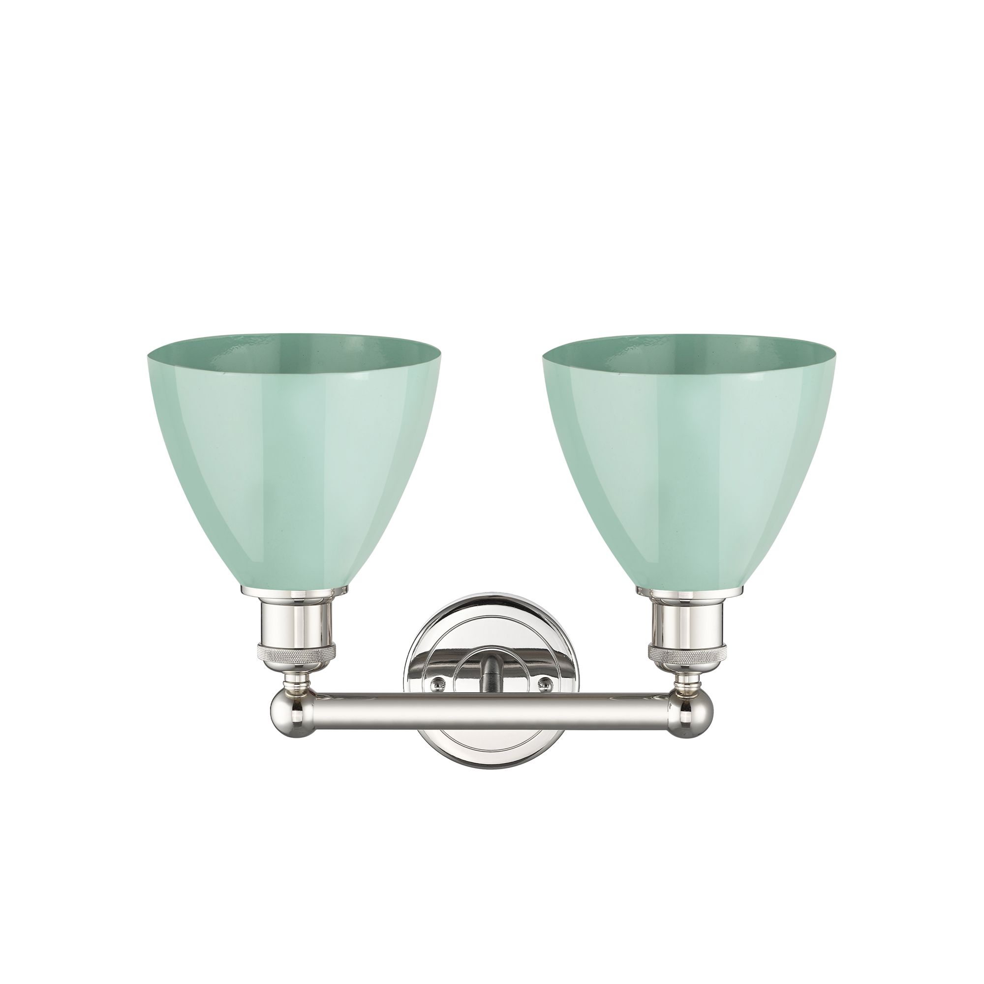 Image 2 Plymouth Dome 16.5"W 2 Light Polished Nickel Bath Light With Seafoam S more views