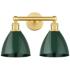 Plymouth Dome 16.5"W 2 Light Satin Gold Bath Vanity Light With Green S