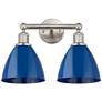 Plymouth Dome 16.5"W 2 Light Satin Nickel Bath Vanity Light w/ Blue Sh