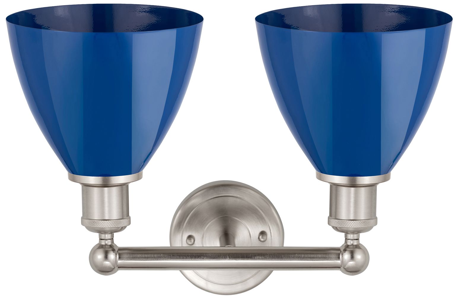 Image 2 Plymouth Dome 16.5"W 2 Light Satin Nickel Bath Vanity Light w/ Blue Sh more views