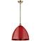 Plymouth Dome 16" Wide Antique Brass Stem Hung Pendant w/ Red Shade