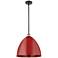 Plymouth Dome 16" Wide Black Brass Stem Hung Pendant w/ Red Shade