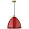 Plymouth Dome 16" Wide Brushed Brass Corded Mini Pendant w/ Red Shade