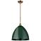 Plymouth Dome 16" Wide Brushed Brass Stem Hung Pendant w/ Green Shade
