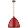 Plymouth Dome 16" Wide Brushed Brass Stem Hung Pendant w/ Red Shade