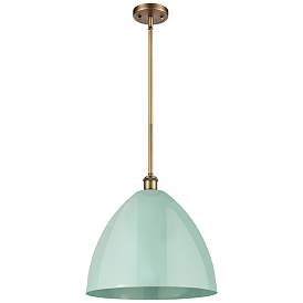 Image1 of Plymouth Dome 16" Wide Brushed Brass Stem Hung Pendant w/ Seafoam Shad