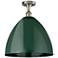 Plymouth Dome 16" Wide Brushed Satin Nickel Semi Flush Mount w/ Green 