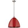 Plymouth Dome 16" Wide Brushed Satin Nickel Stem Hung Pendant w/ Red S