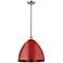 Plymouth Dome 16" Wide Brushed Satin Nickel Stem Hung Pendant w/ Red S