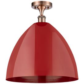Plymouth Dome 16" Wide Copper Semi Flush Mount w/ Red Shade Plymouth Dome 16" Wide Copper Semi Flush Mount w/ Red Shade